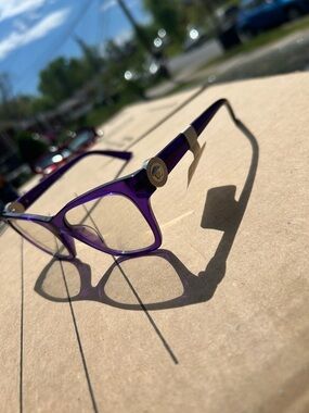 Versace Purple Women's Eyeglasses with Gold Medallion